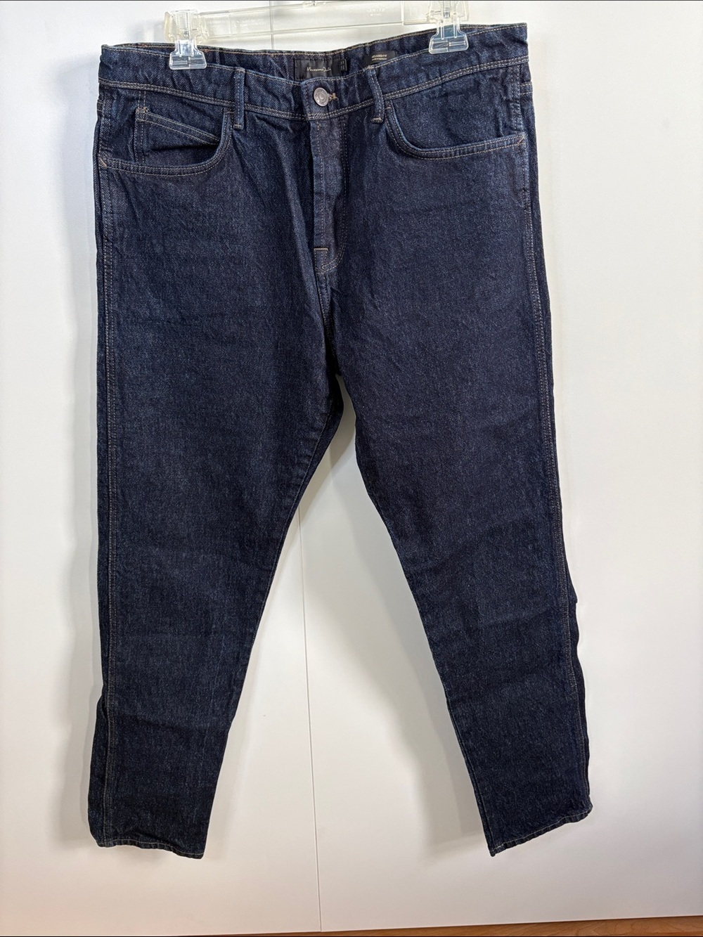 Massimo Dutti Men's Relaxed Fit Straight Dark Blue Jeans 34/30